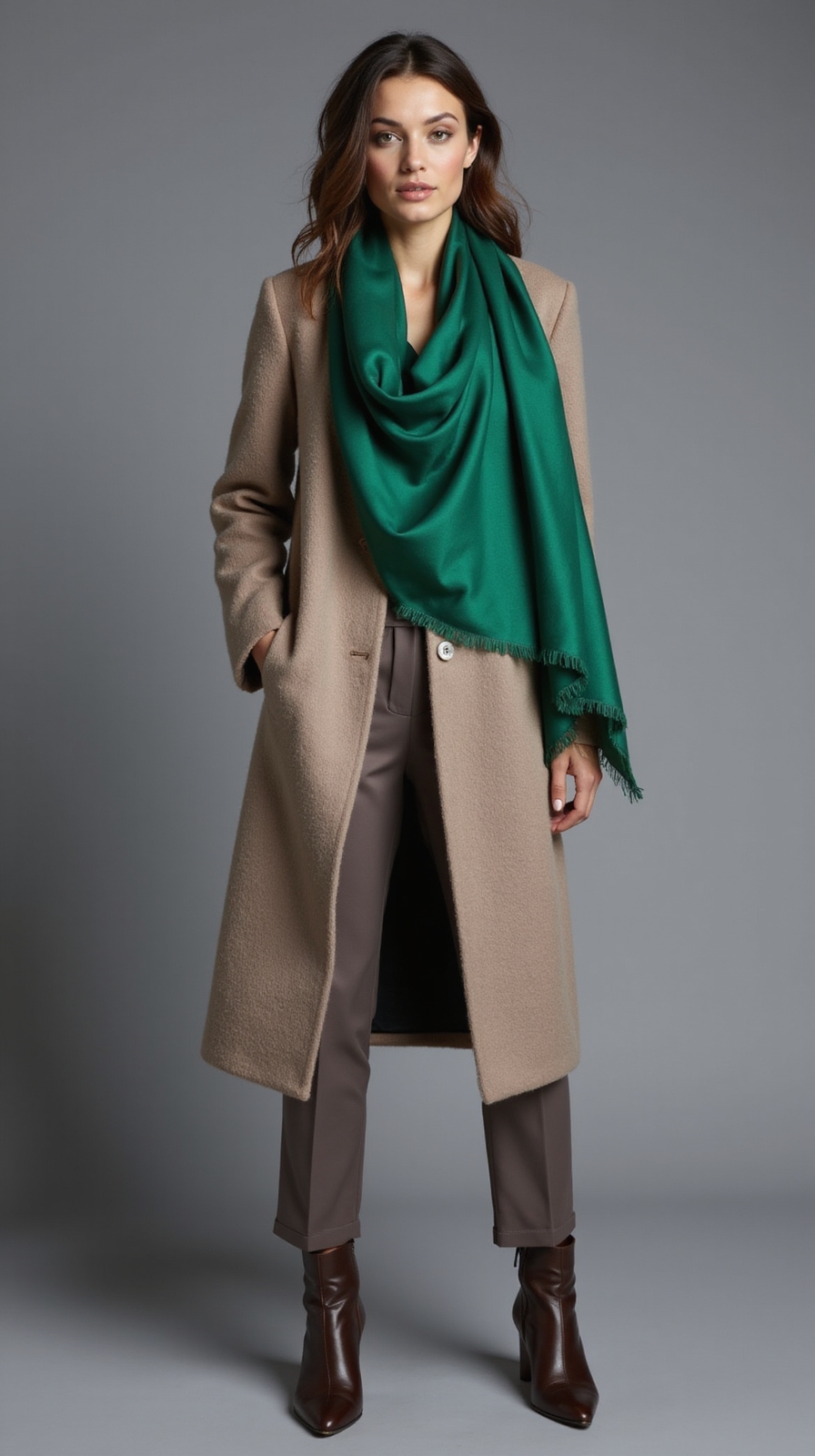 bold scarf monochrome ensemble