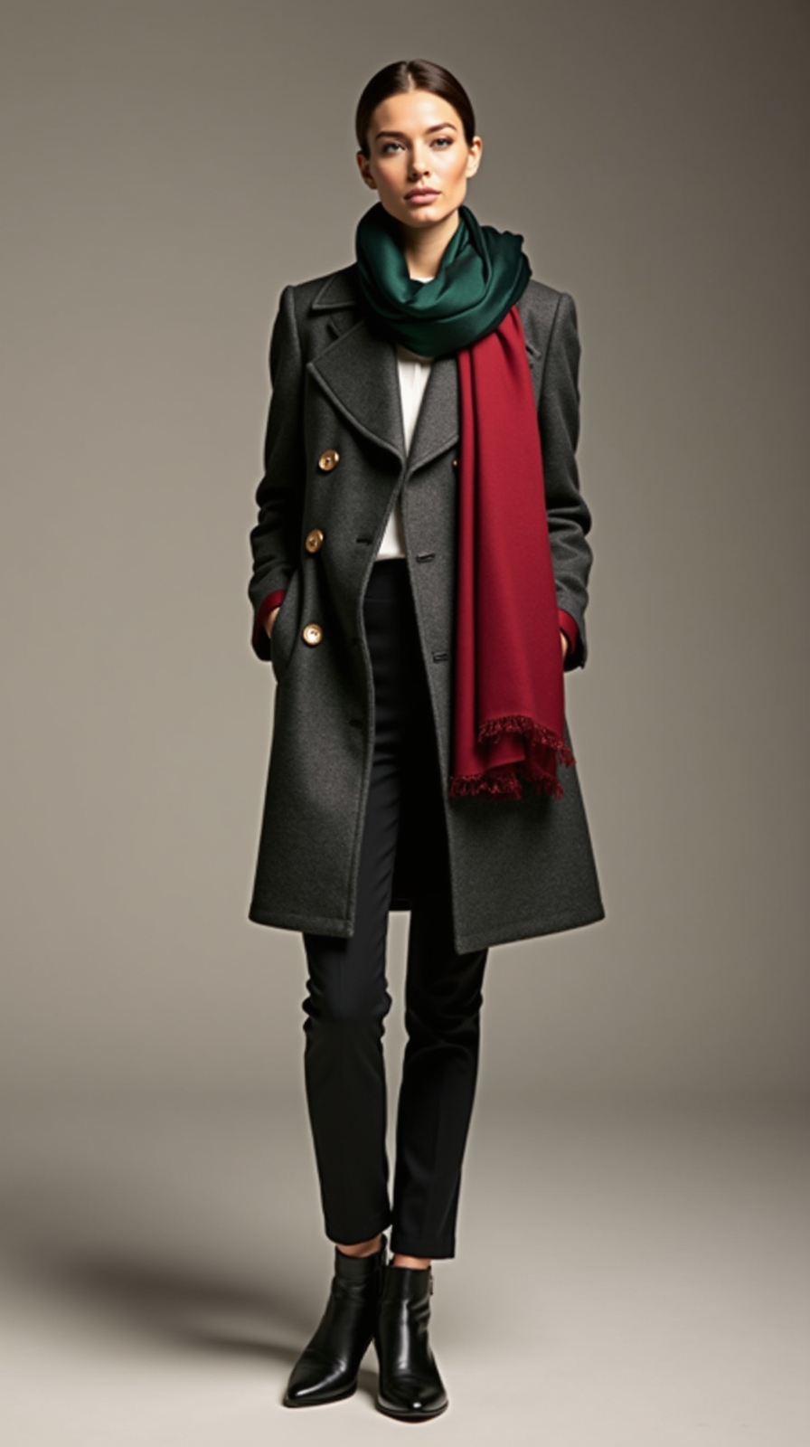 bold scarf tailored coat