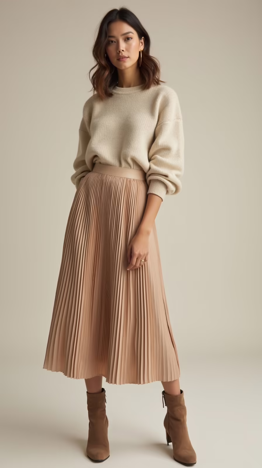 cashmere crewneck with pleats