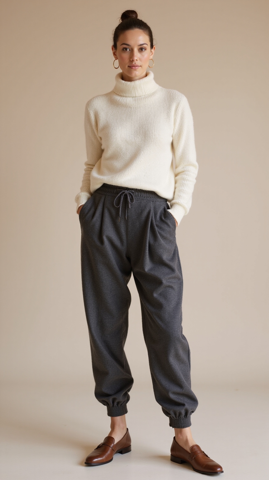 cashmere turtleneck with joggers