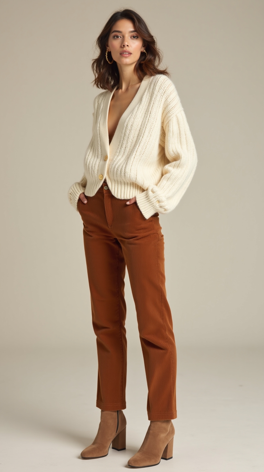 chunky cable knit cardigan ensemble