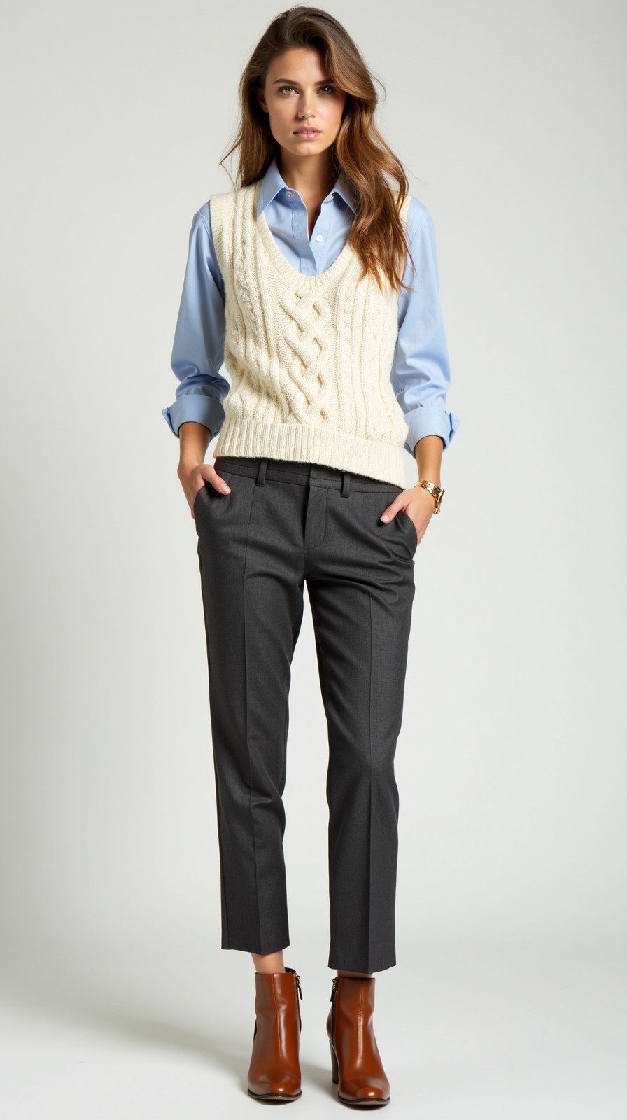 chunky cable knit vest styling