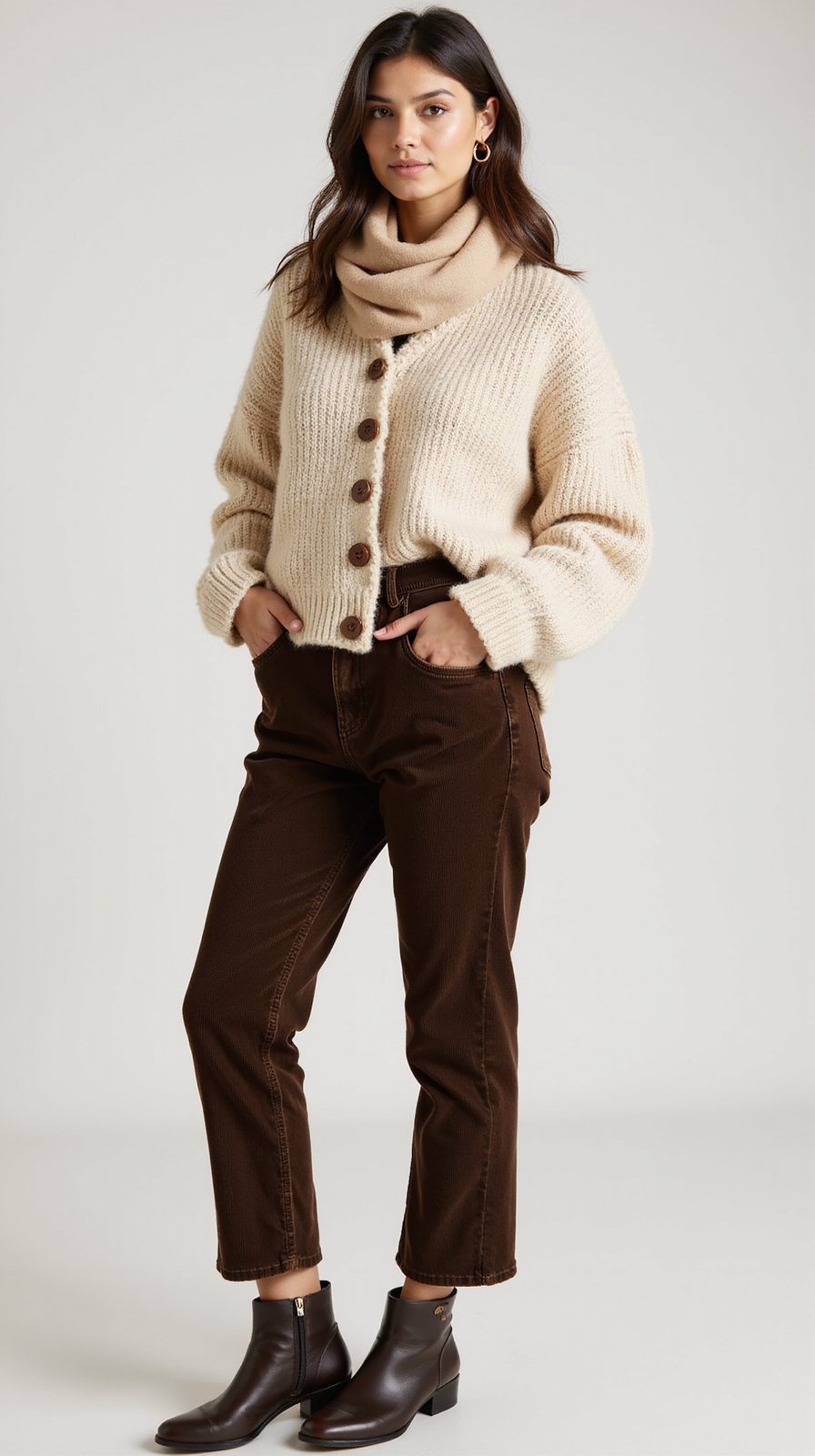 chunky cardigan with corduroy