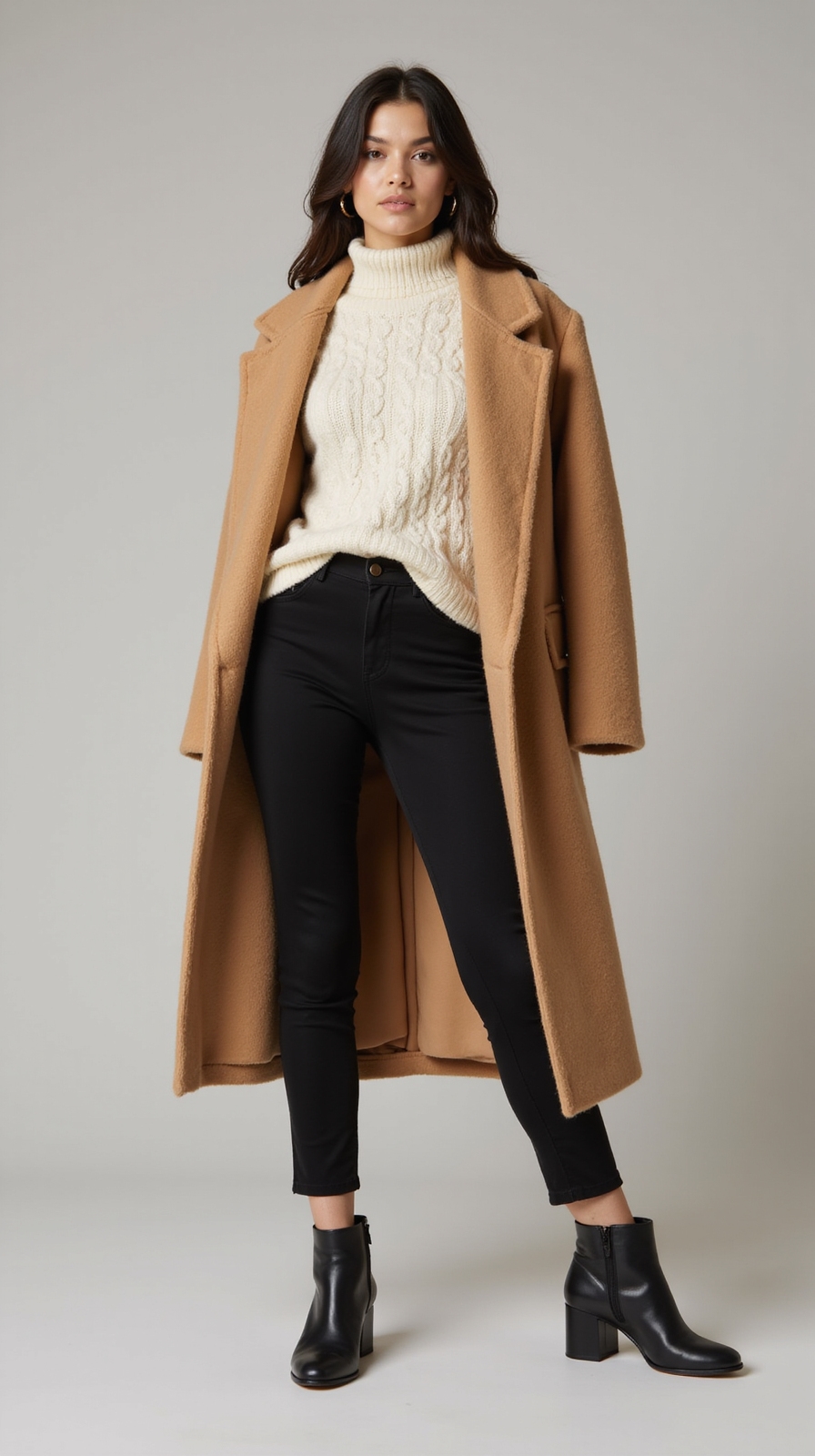 chunky knit coat and leggings combo