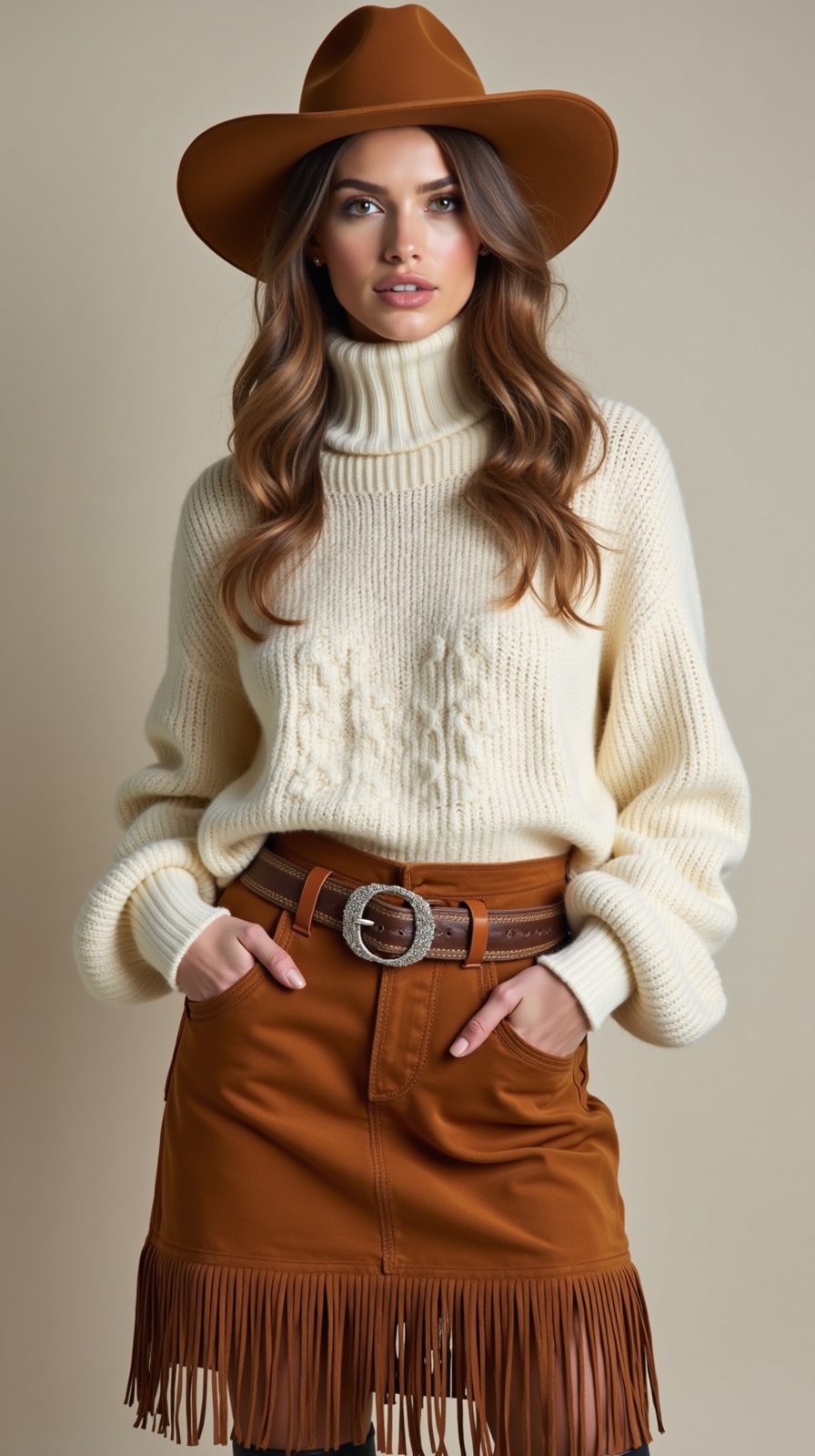 chunky knit fringe skirt