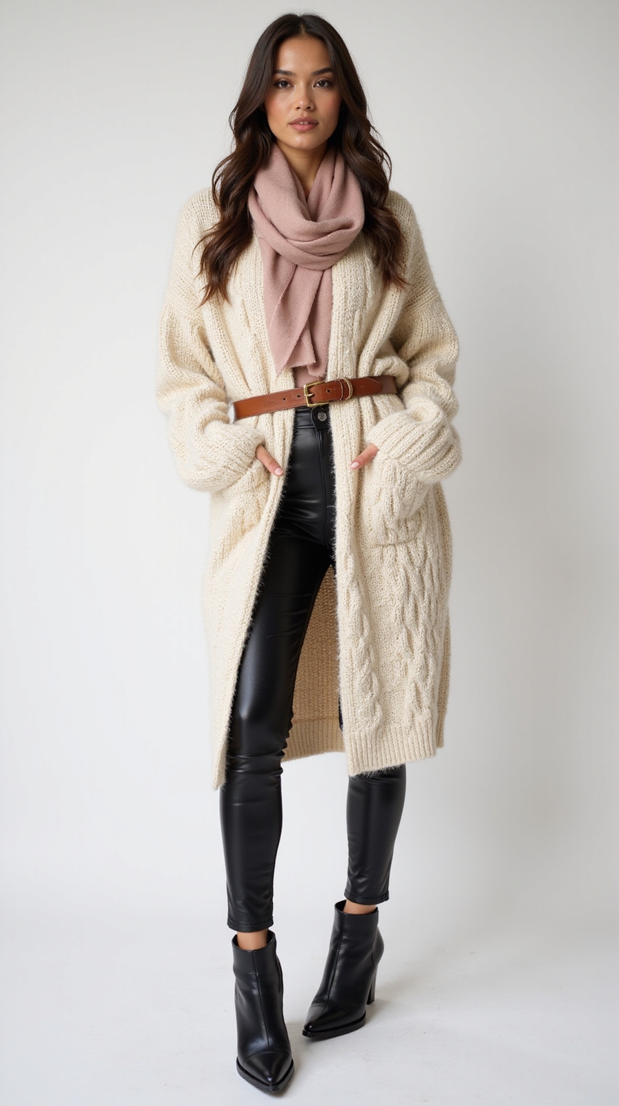 chunky knit meets leather