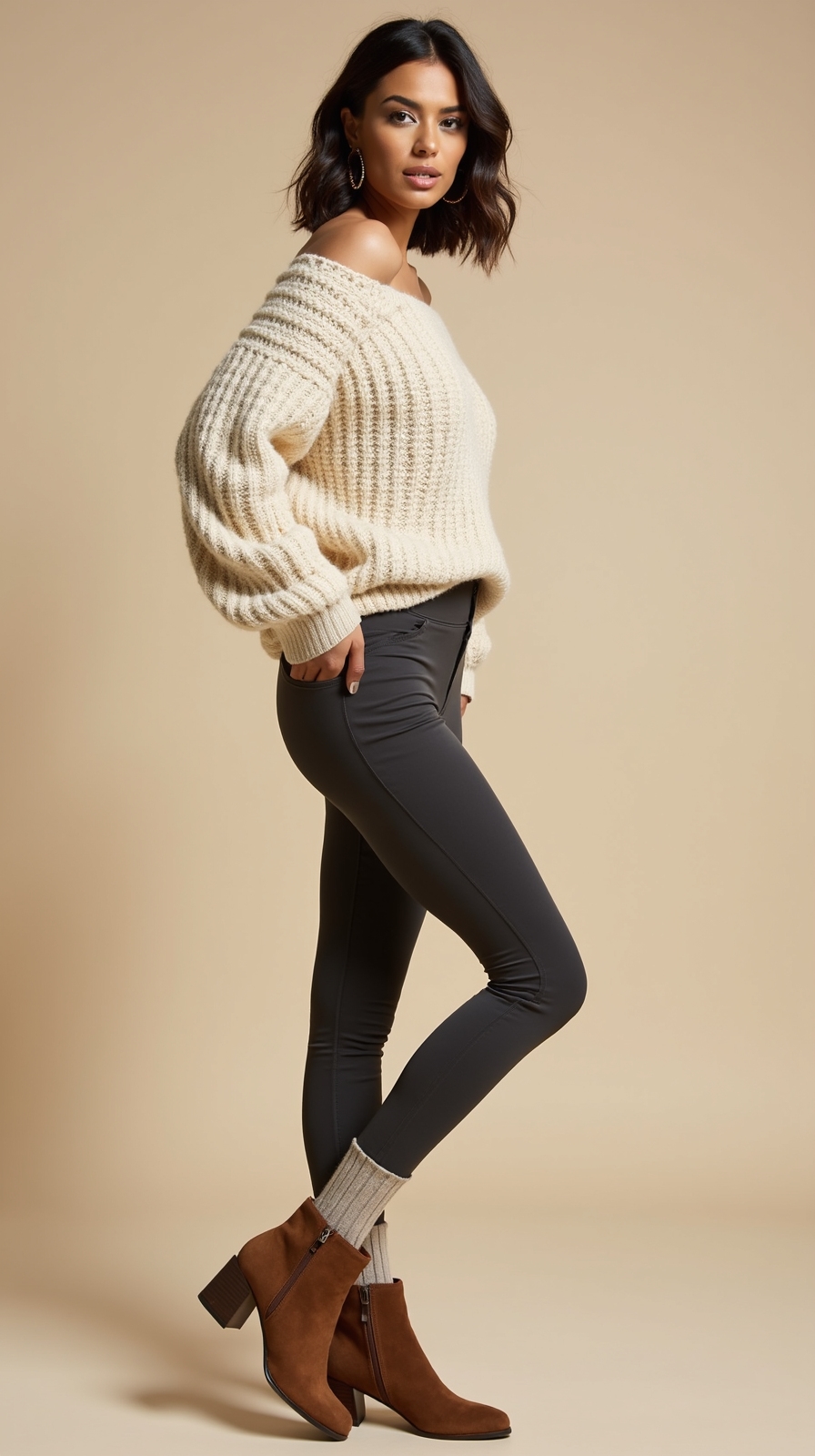 chunky knit slim leggings