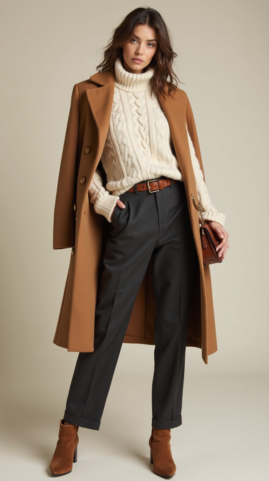 chunky knit tailored coat
