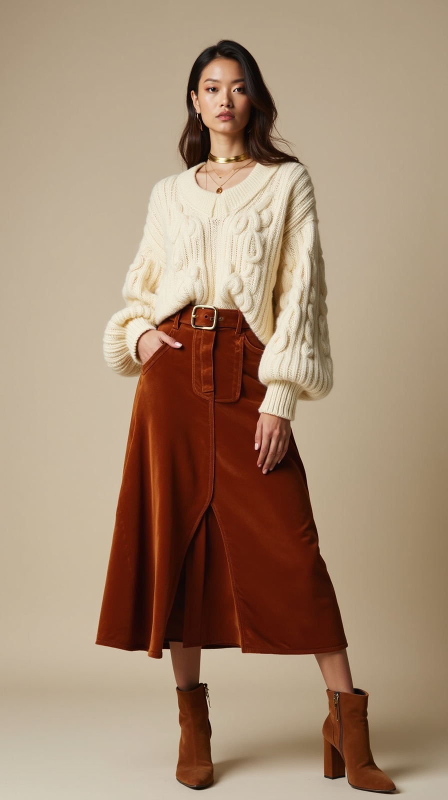 chunky knits with skirts