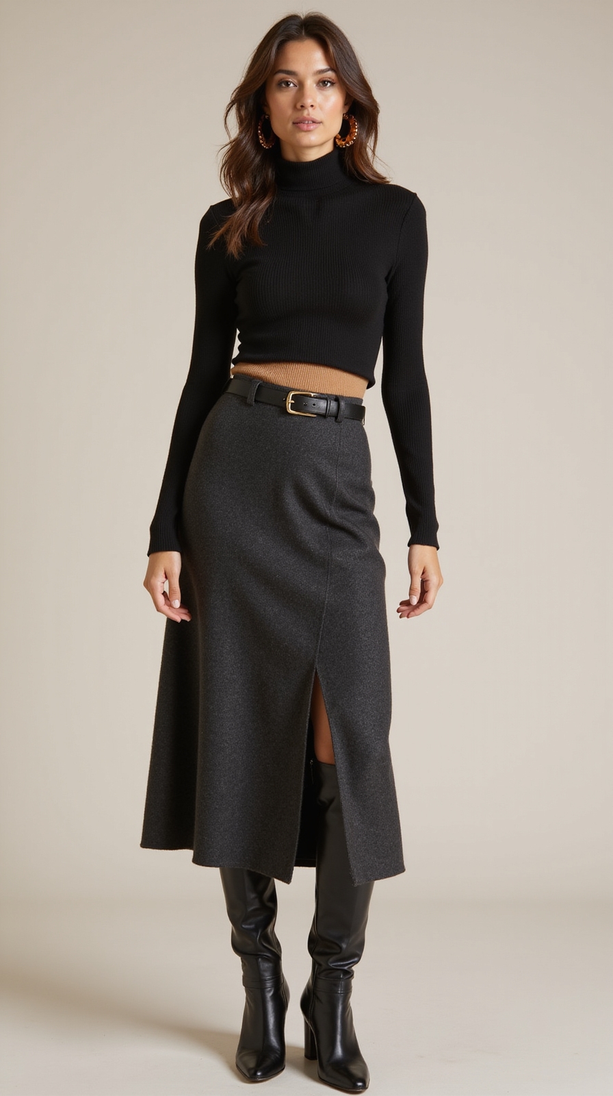 chunky over thin turtleneck midi