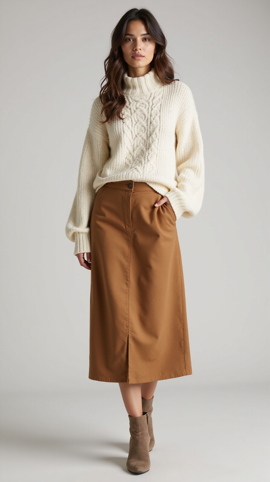 chunky sweater high waisted midi