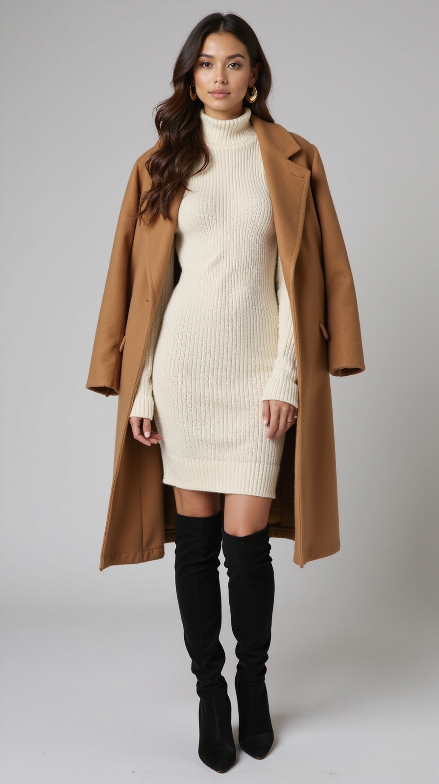 chunky turtleneck dress ensemble