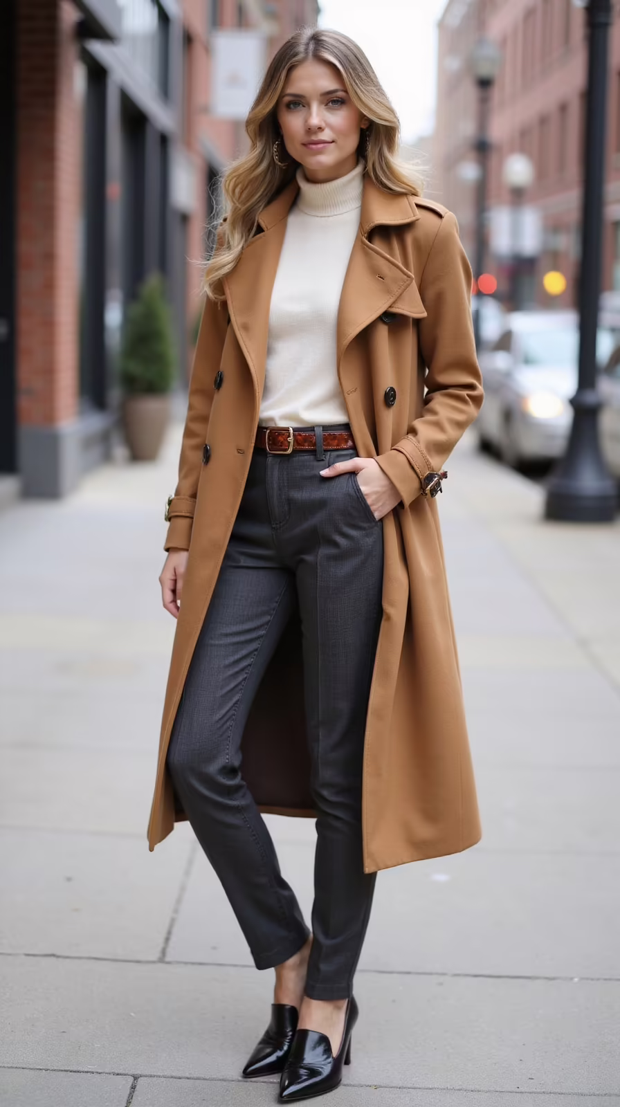 cinched waist trench with mules