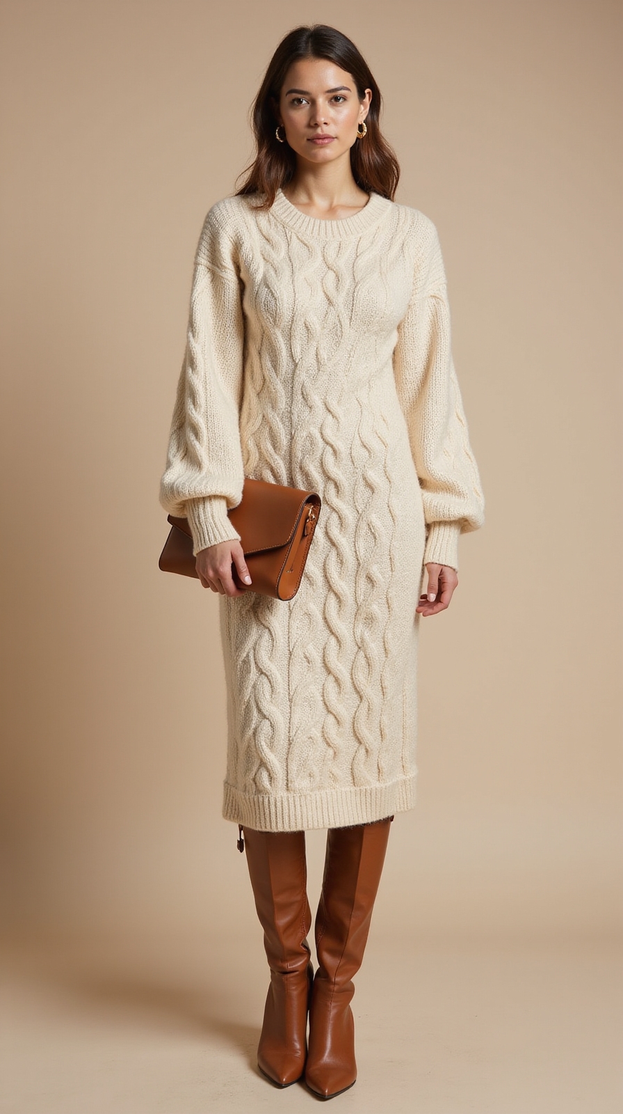 cozy cable knit midi ensemble