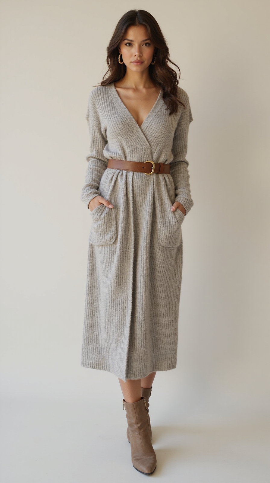cozy cashmere belted wrapdress