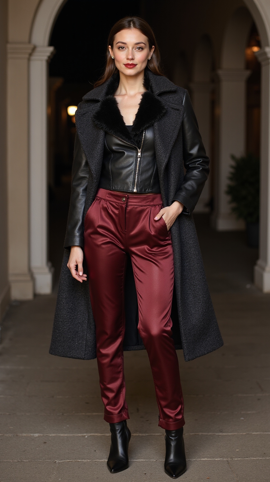 cozy edgy faux fur ensemble