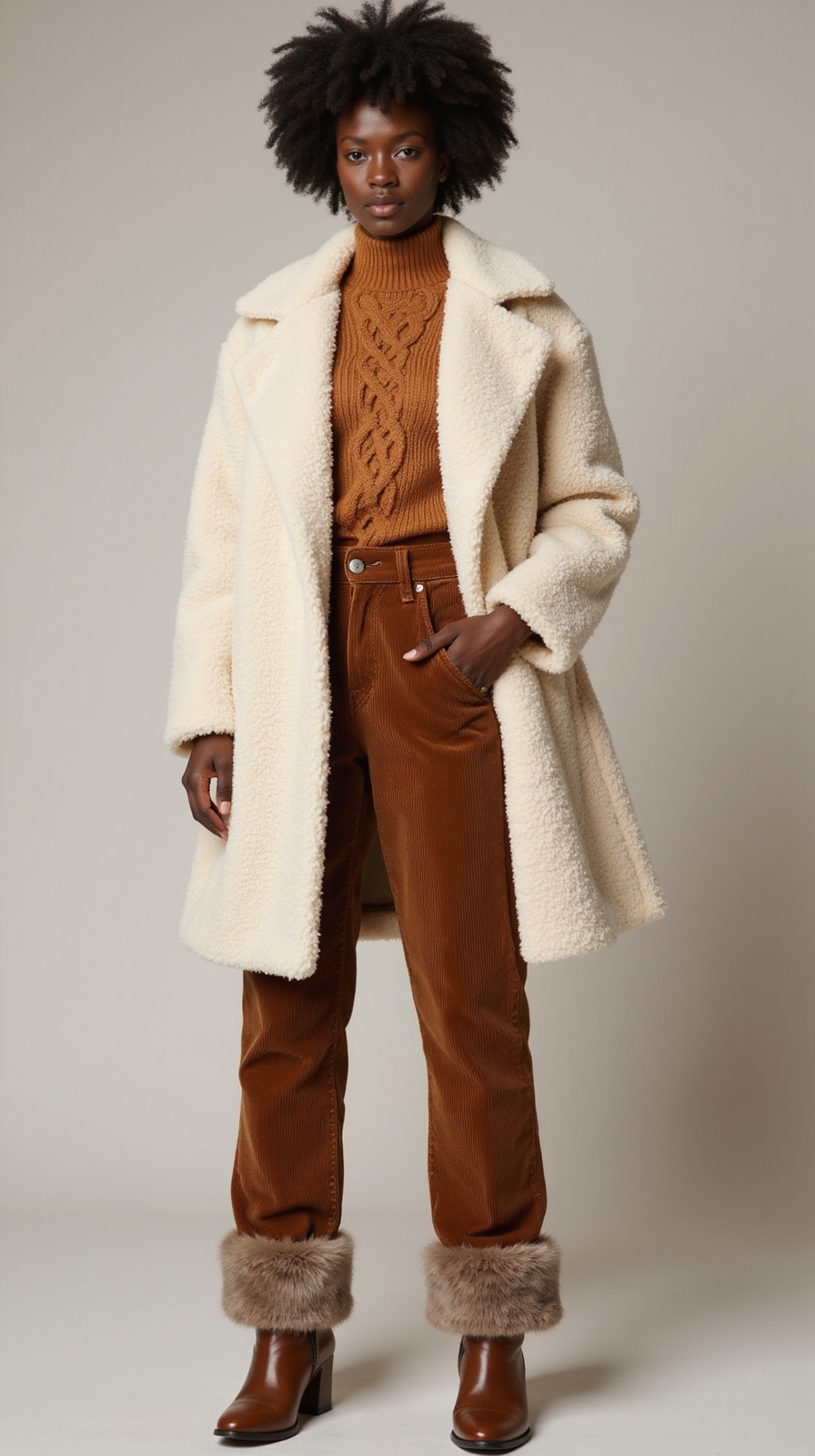 cozy faux fur winter layers