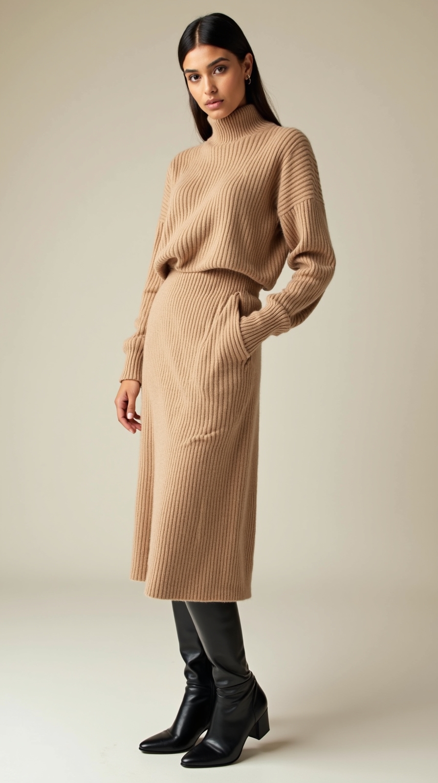 cozy knit dress ensemble