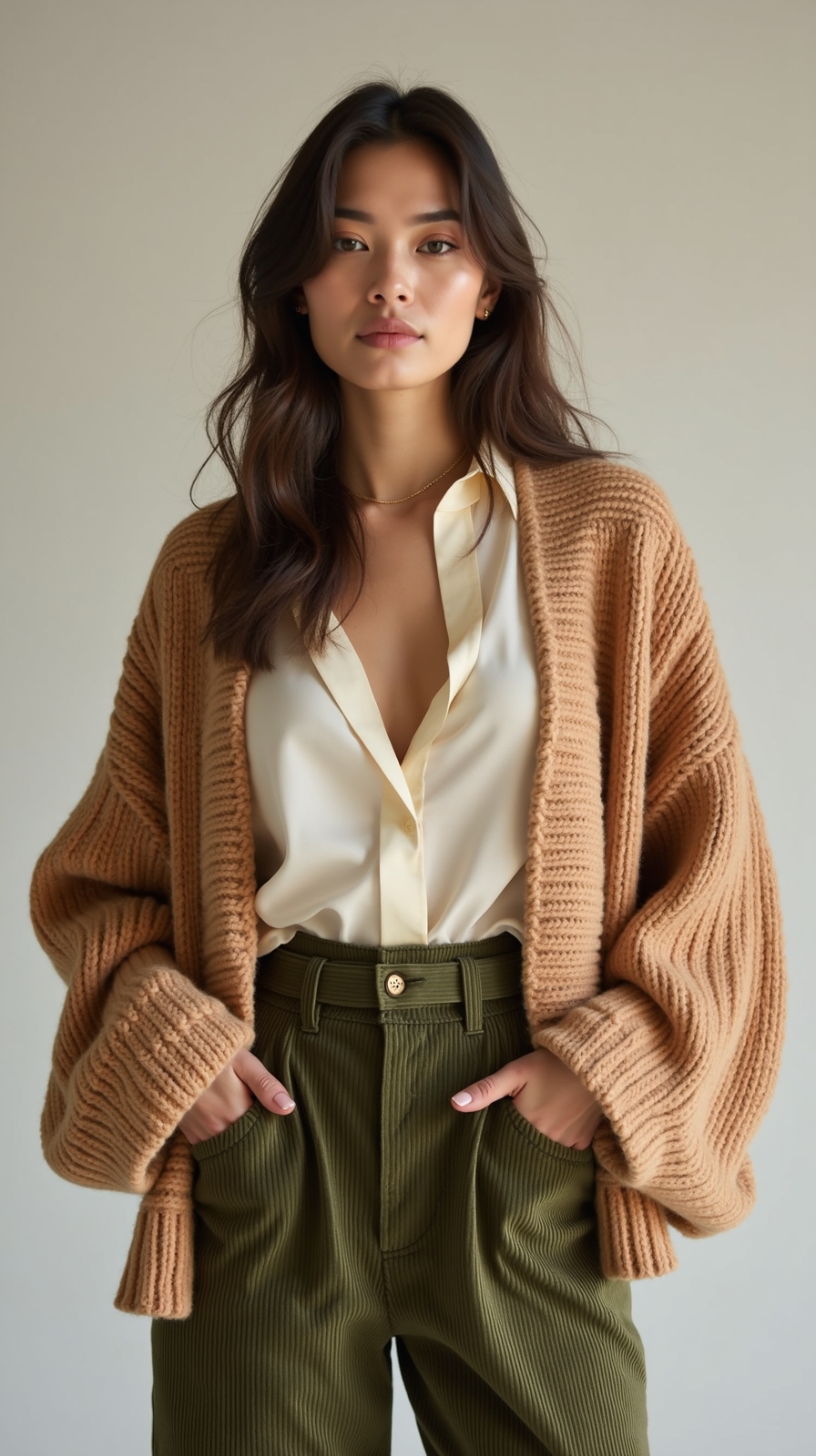 cozy oversized cardigan styling