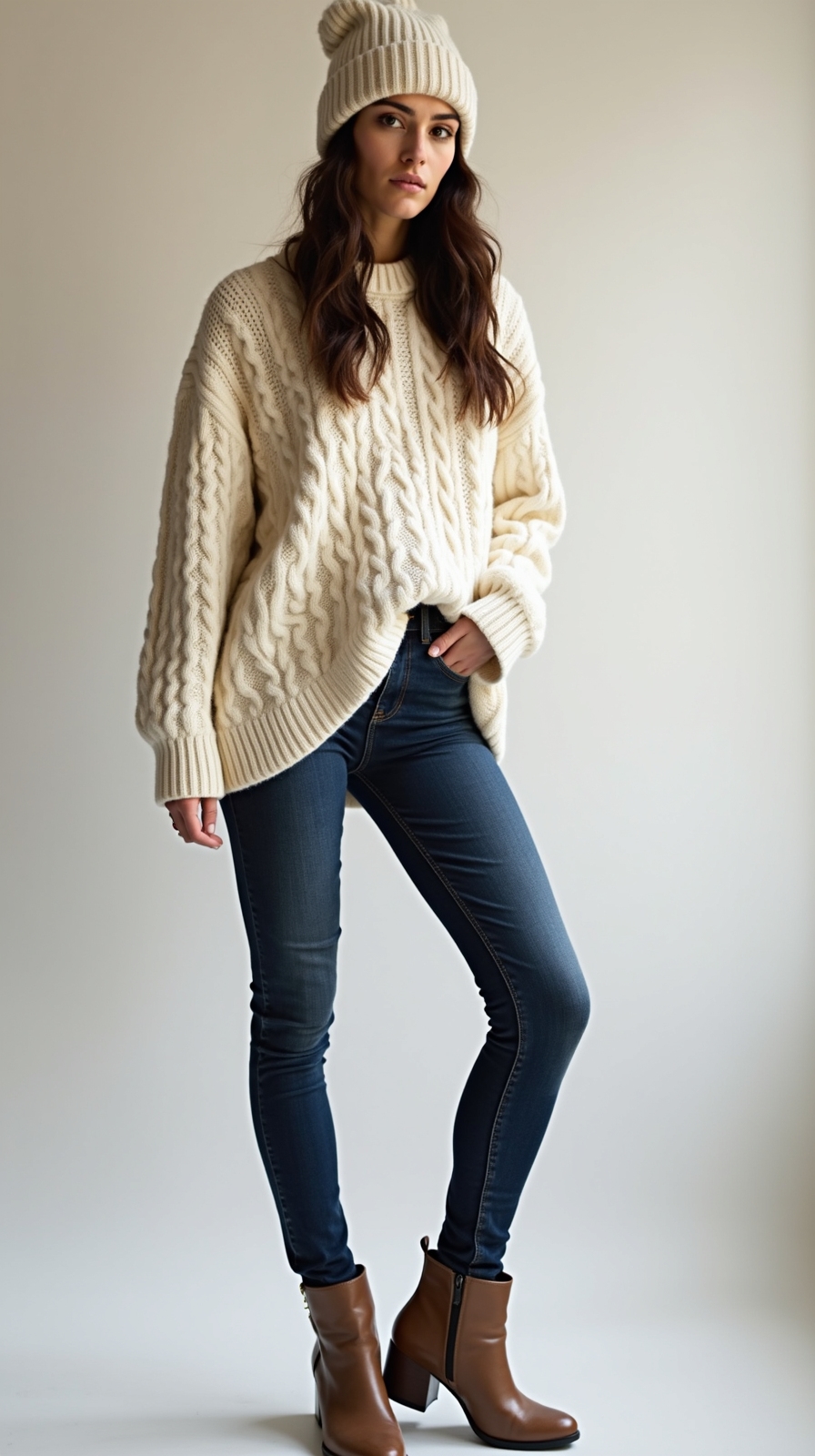 cozy oversized sweater with skinny jeans