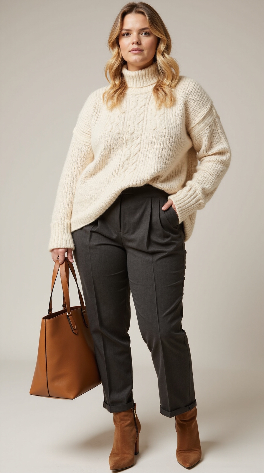cozy oversized sweater with trousers