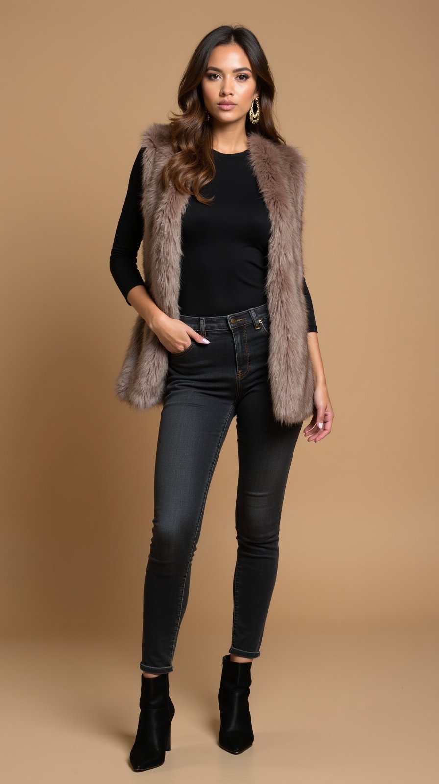 cozy streamlined faux fur layering