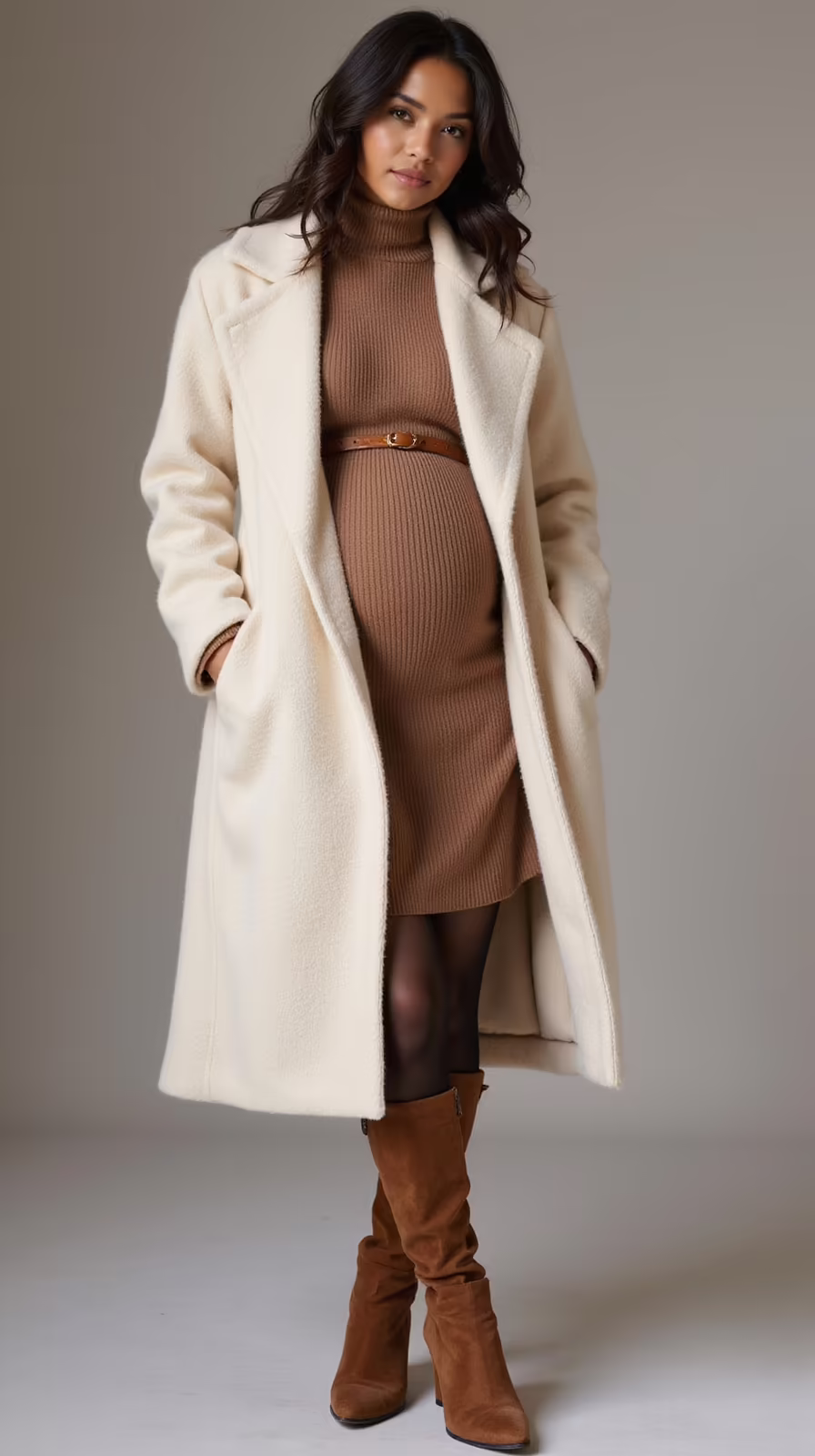 cozy stylish winter maternity outfits