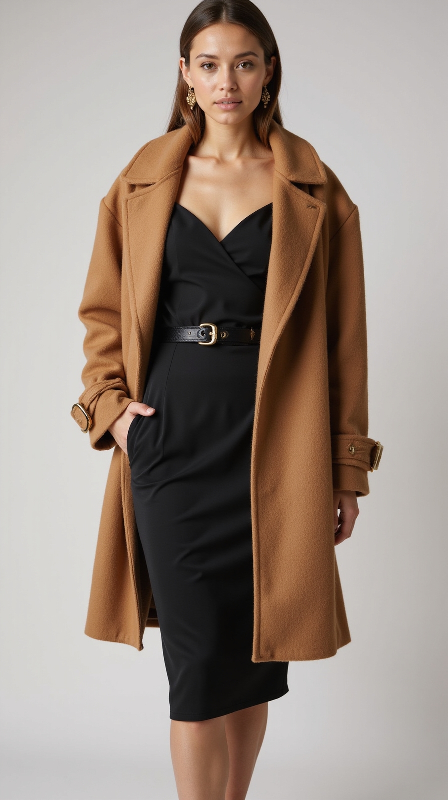cozy tailored holiday black dress
