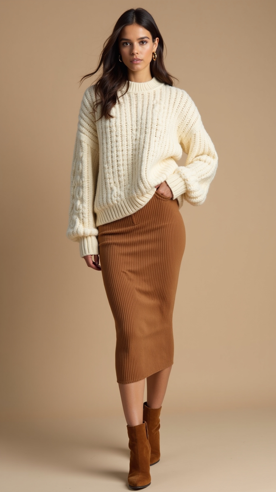 cozy textured midi outfit