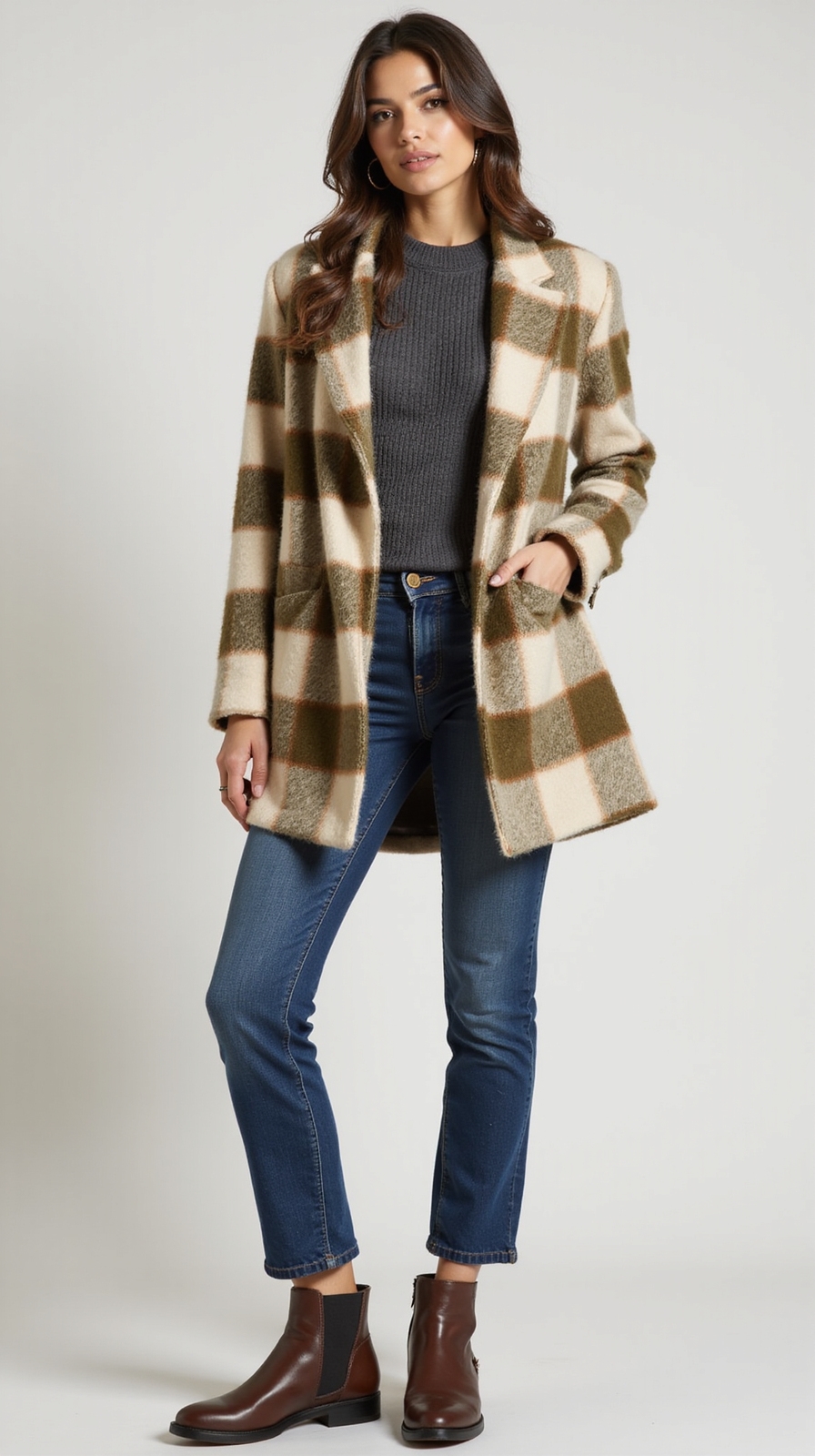 cropped plaid shacket layered thermal