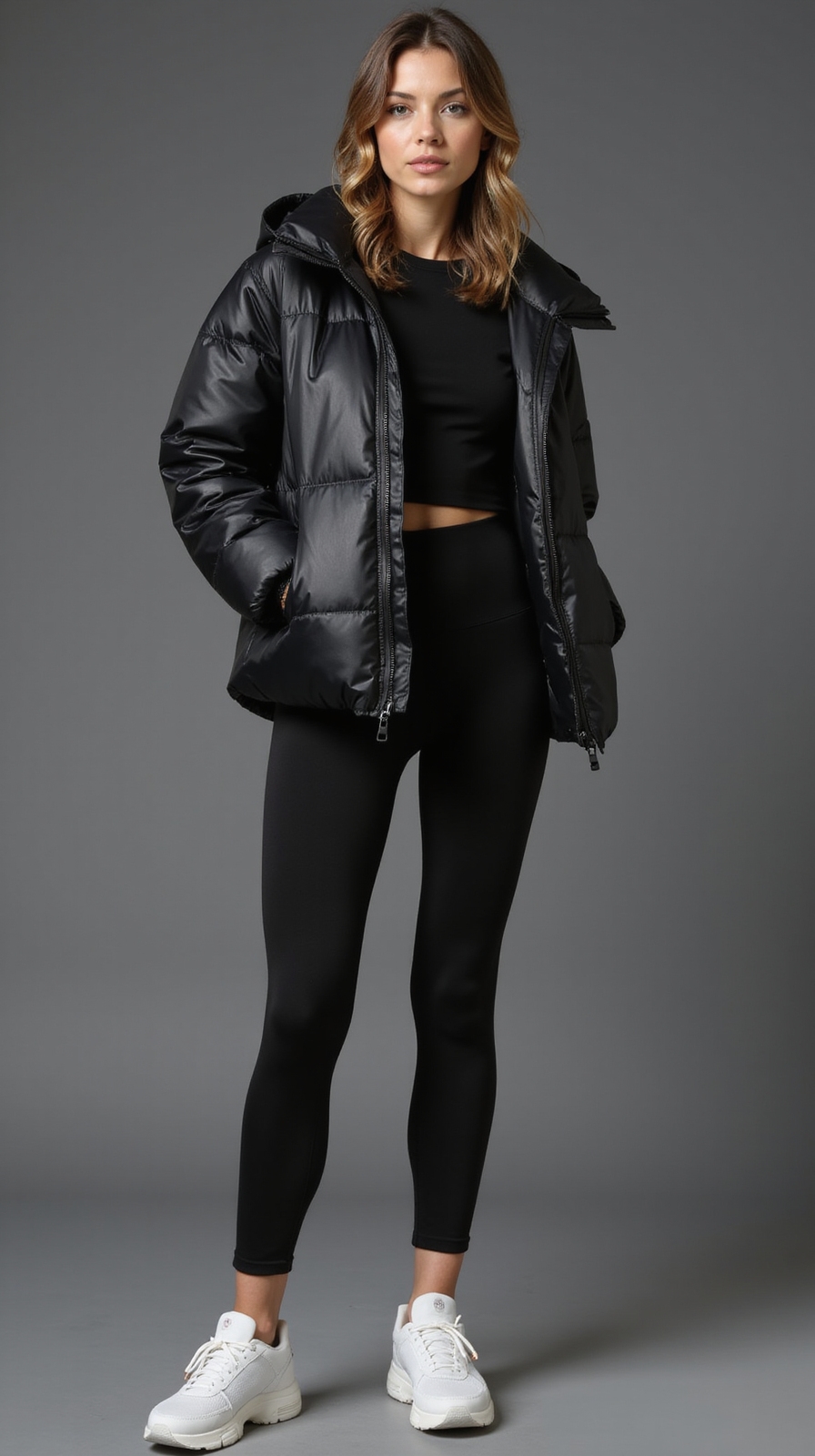 cropped puffer chunky sneakers