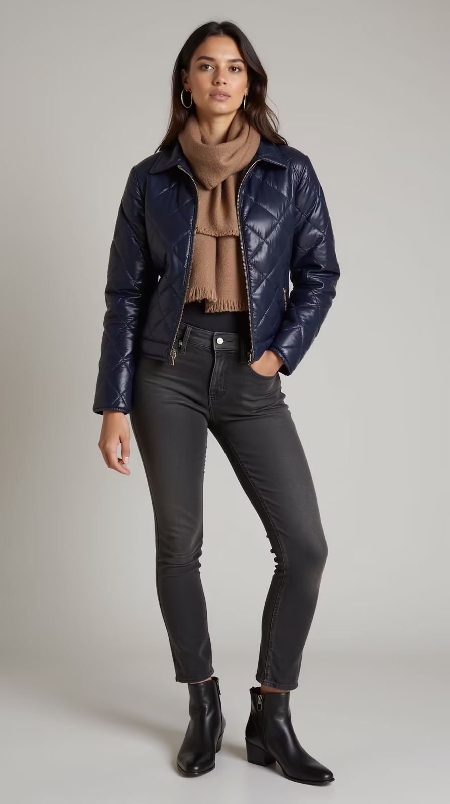 cropped quilted jacket with jeans