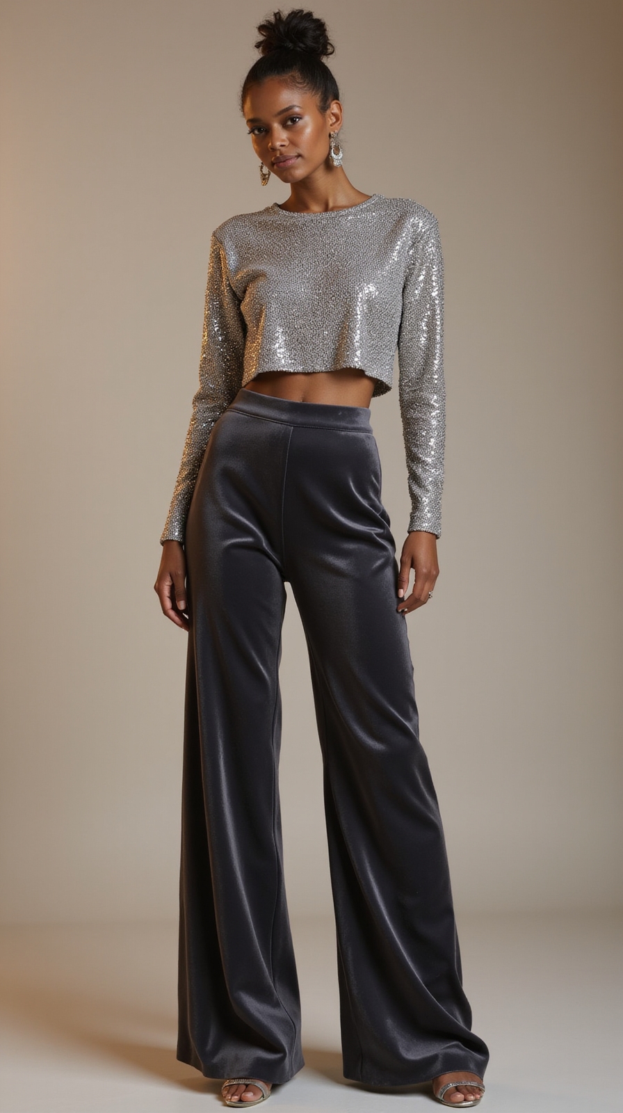 cropped sparkly top trousers