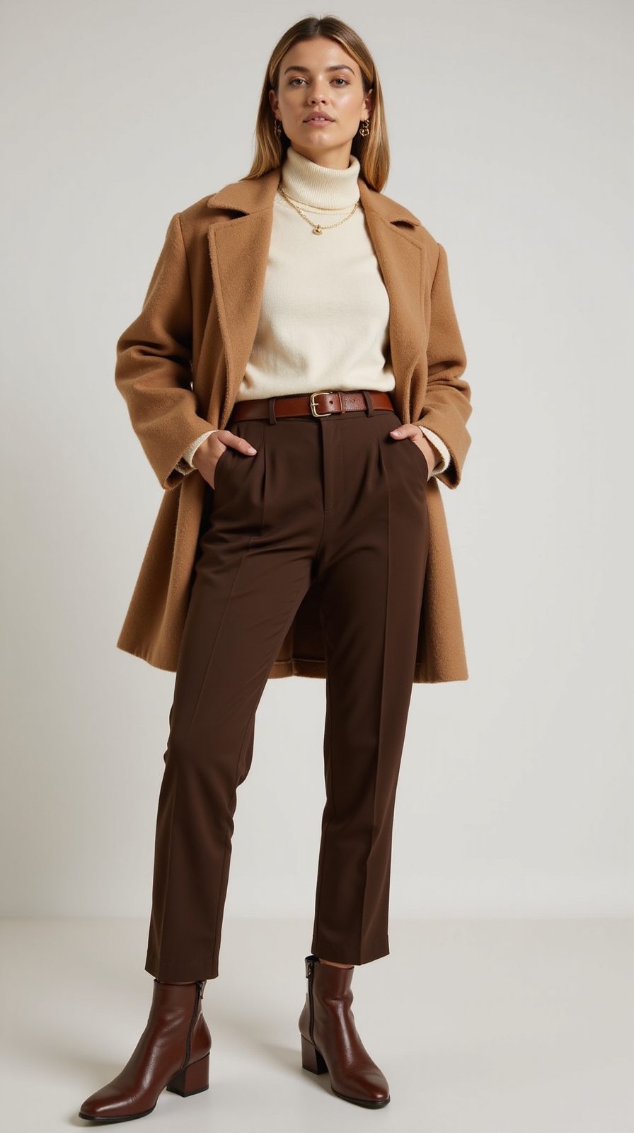 day to night polished brown pantalon