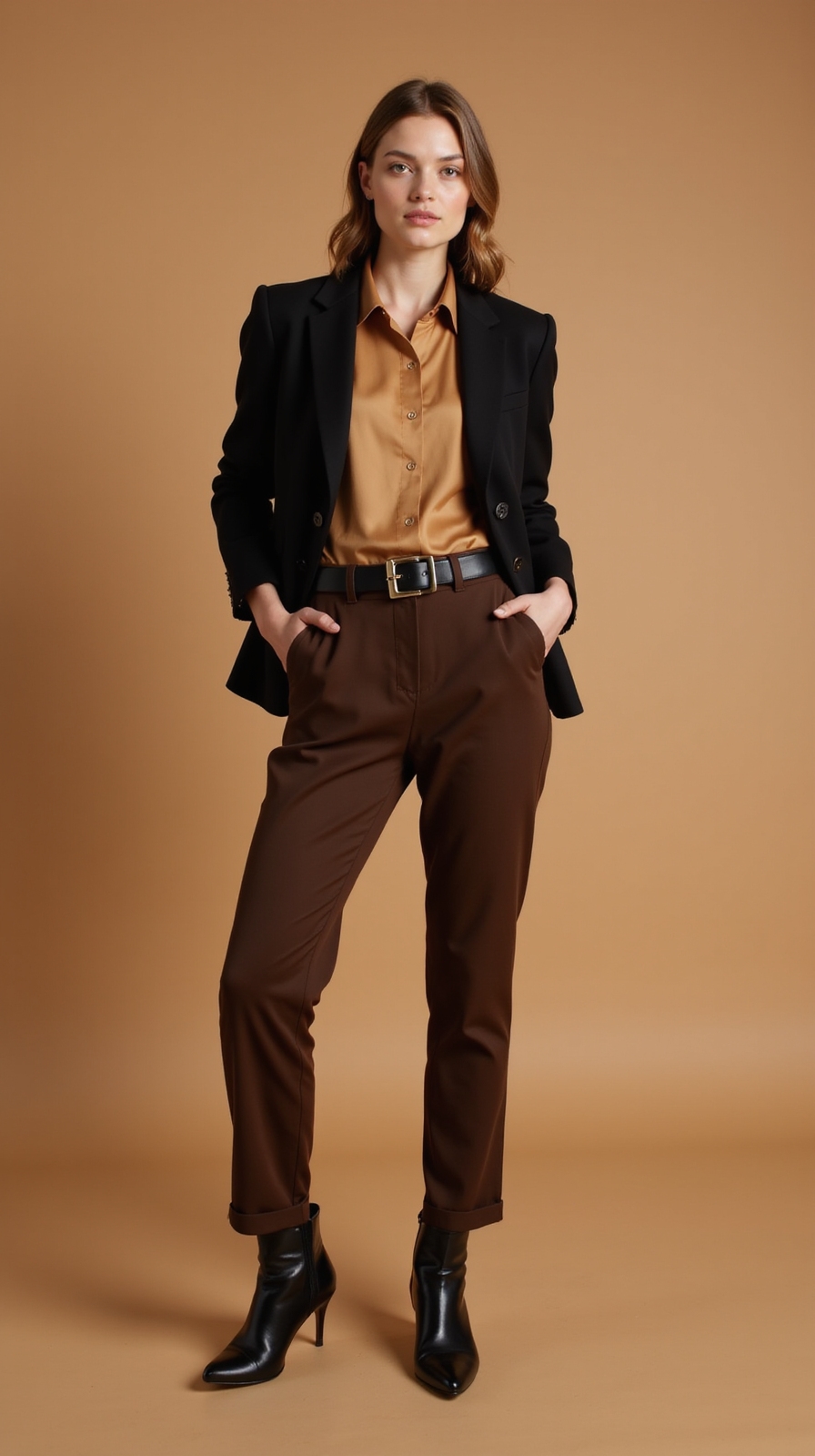 elevated brown trousers eveningwear
