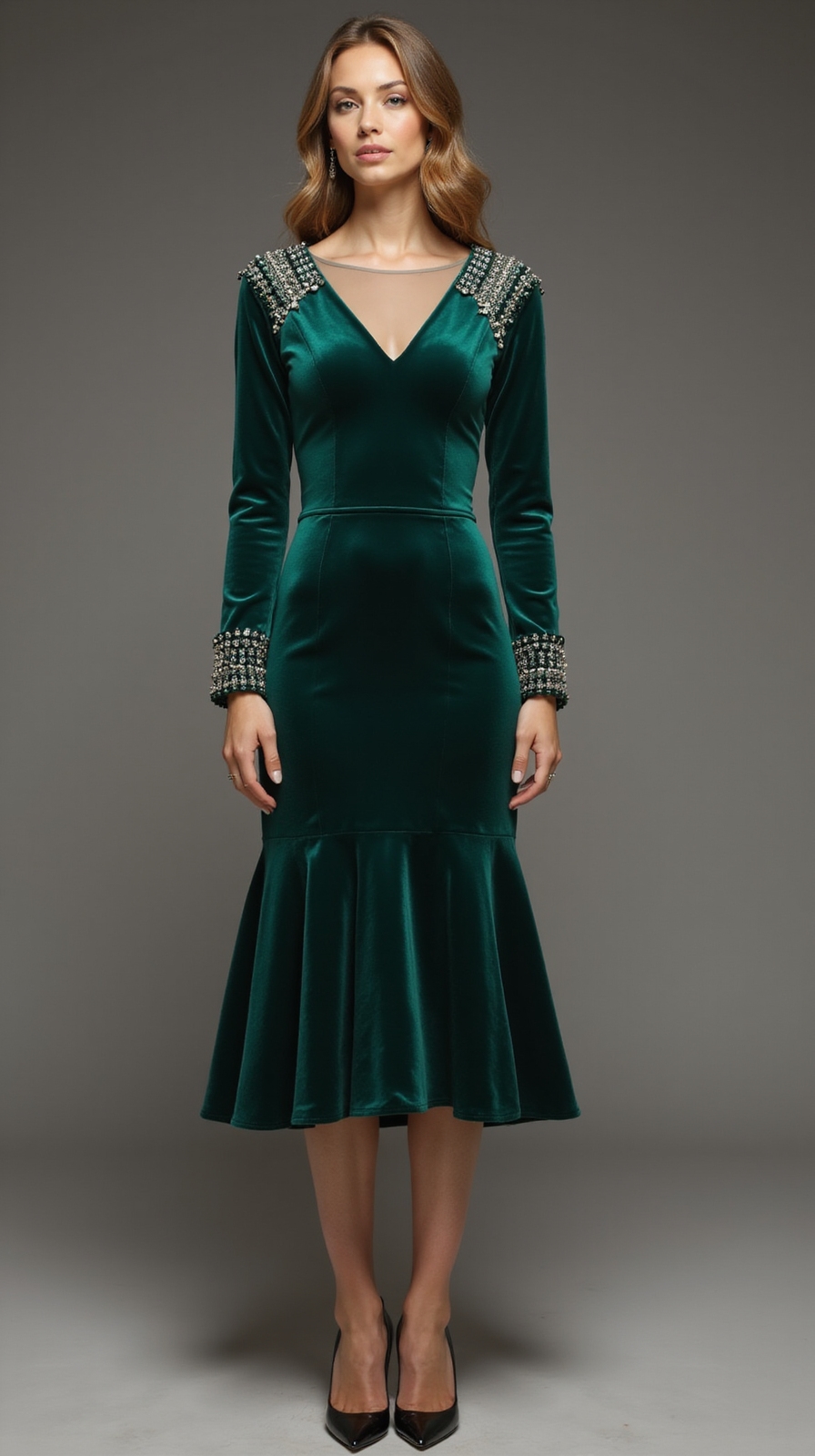 embellished long sleeve velvet glamour