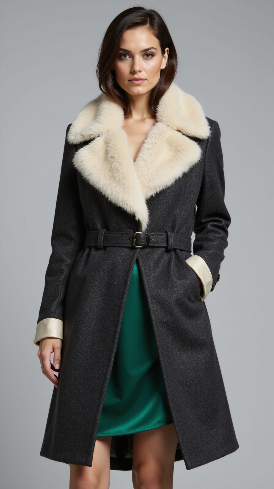 faux fur collar statement coat