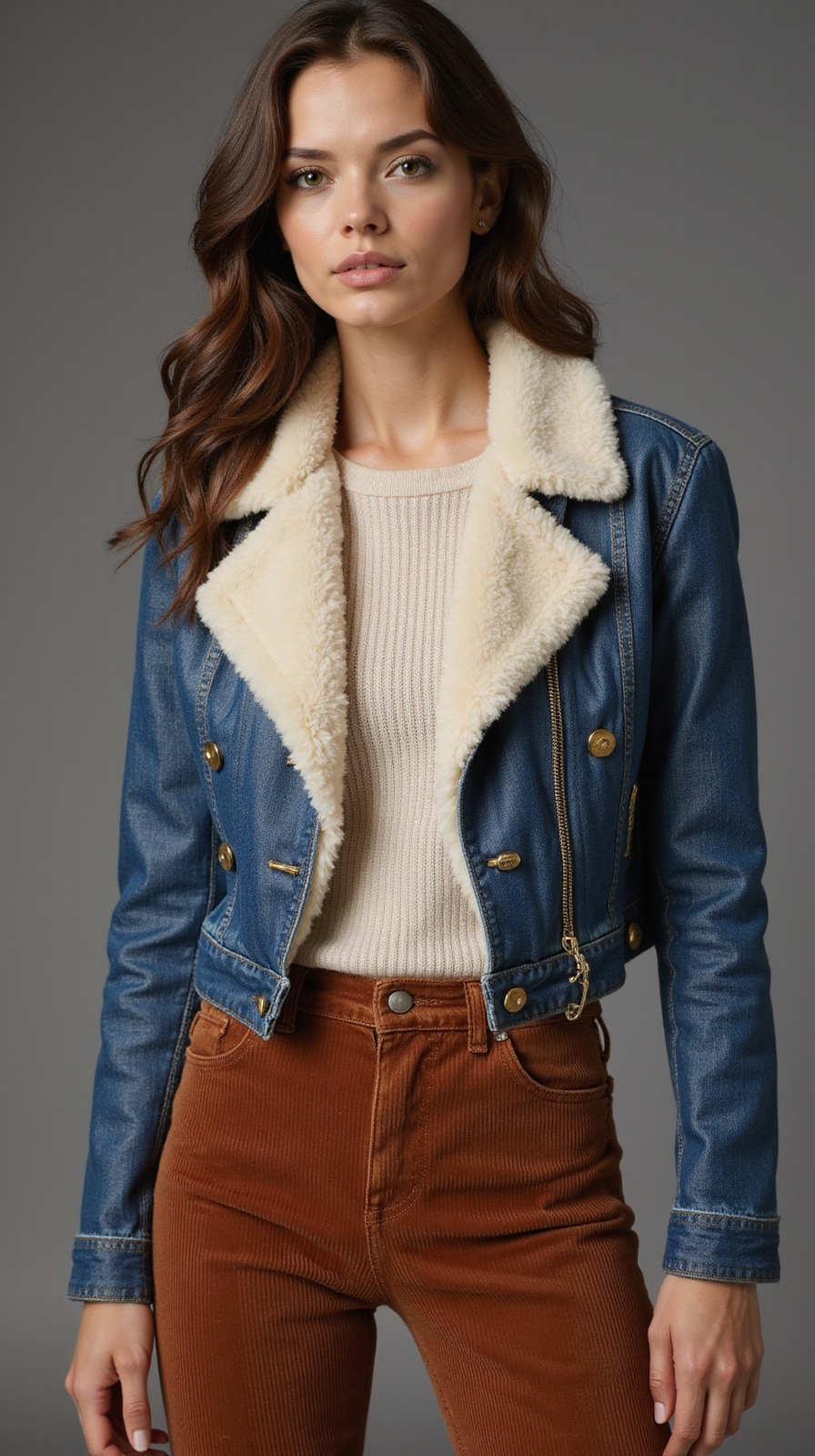 faux fur denim and corduroy