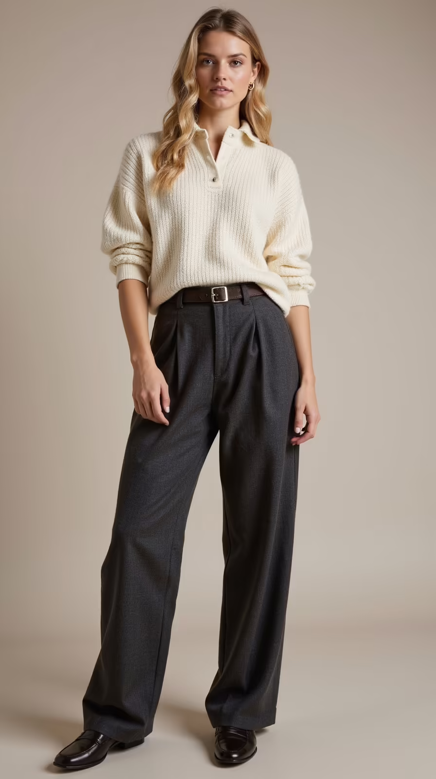 fitted knit polo tucked