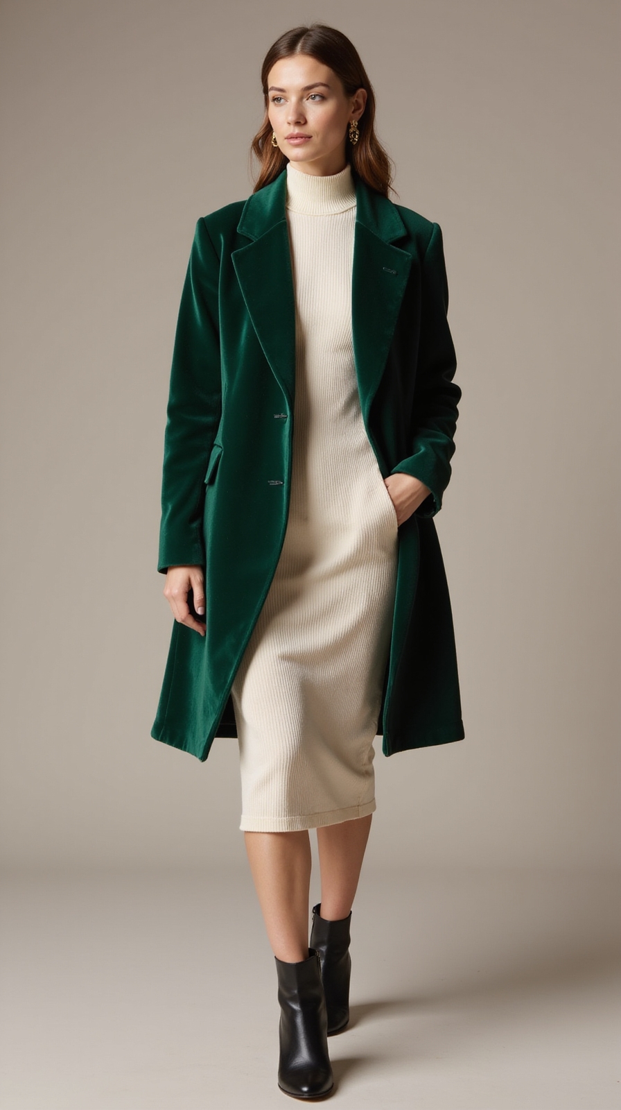 fitted turtleneck dress layering