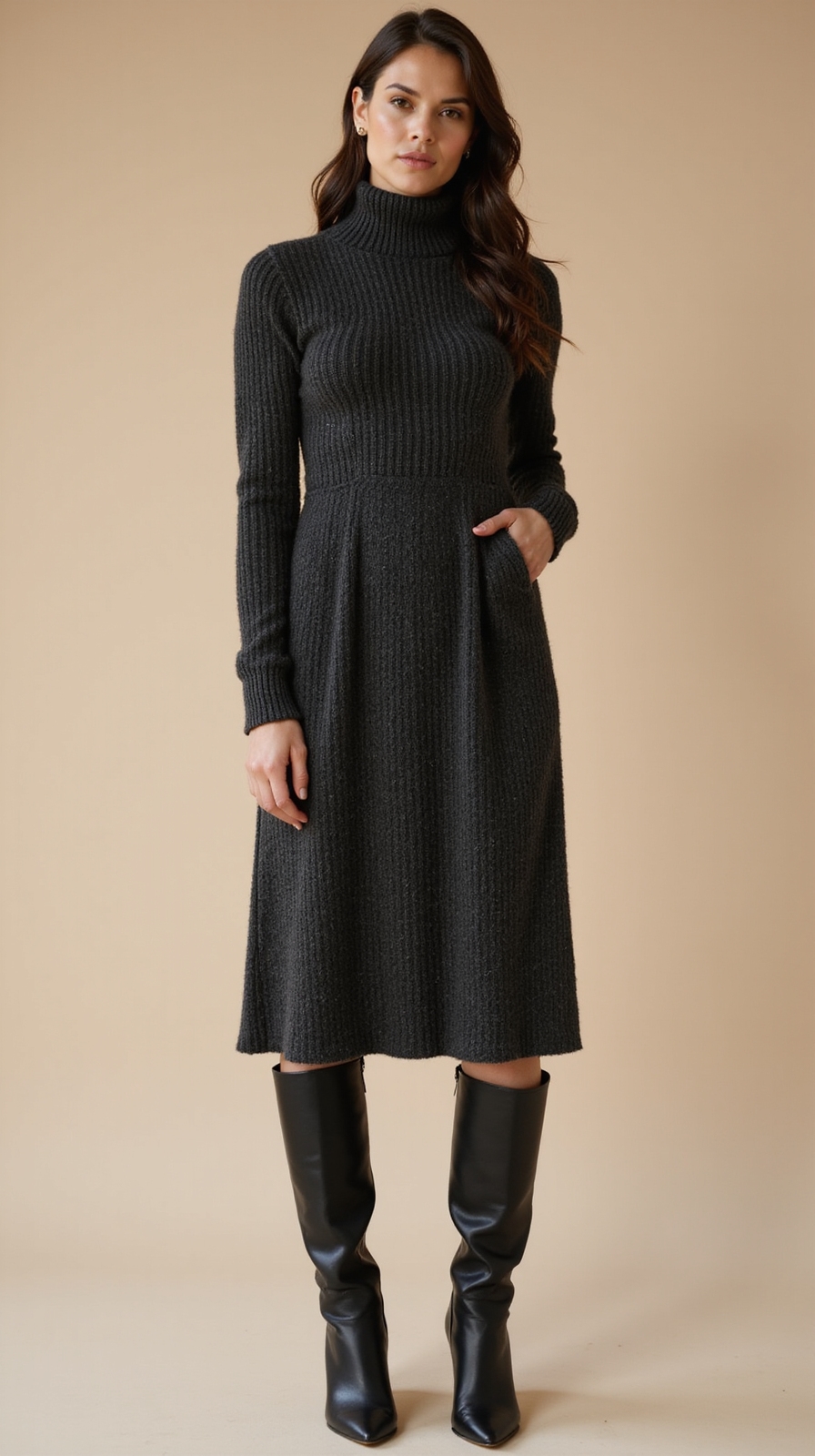 fitted turtleneck midi ensemble