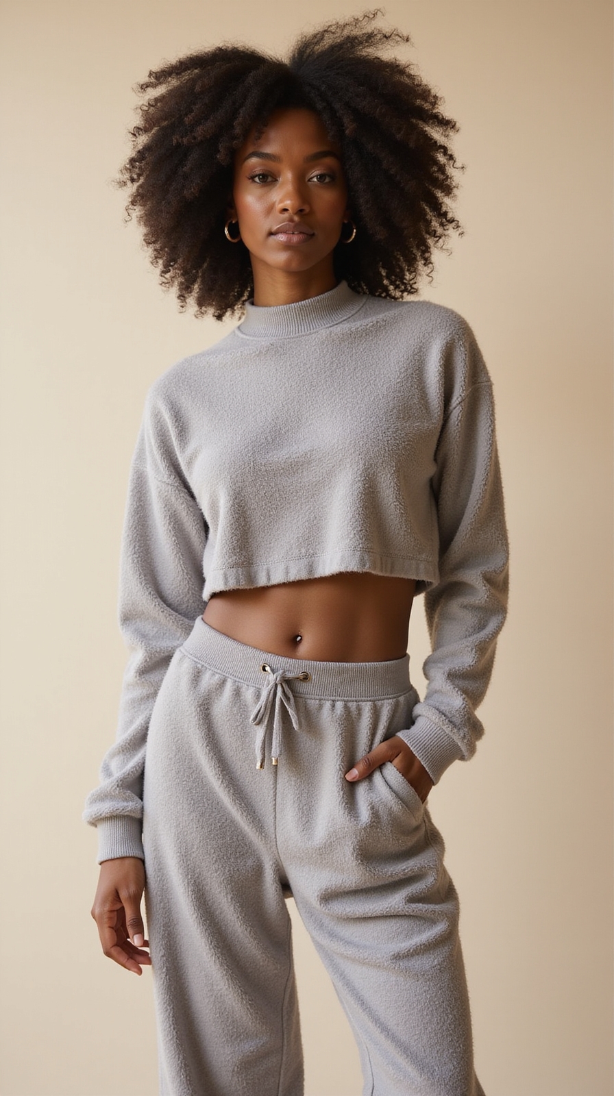fuzzy cropped top set