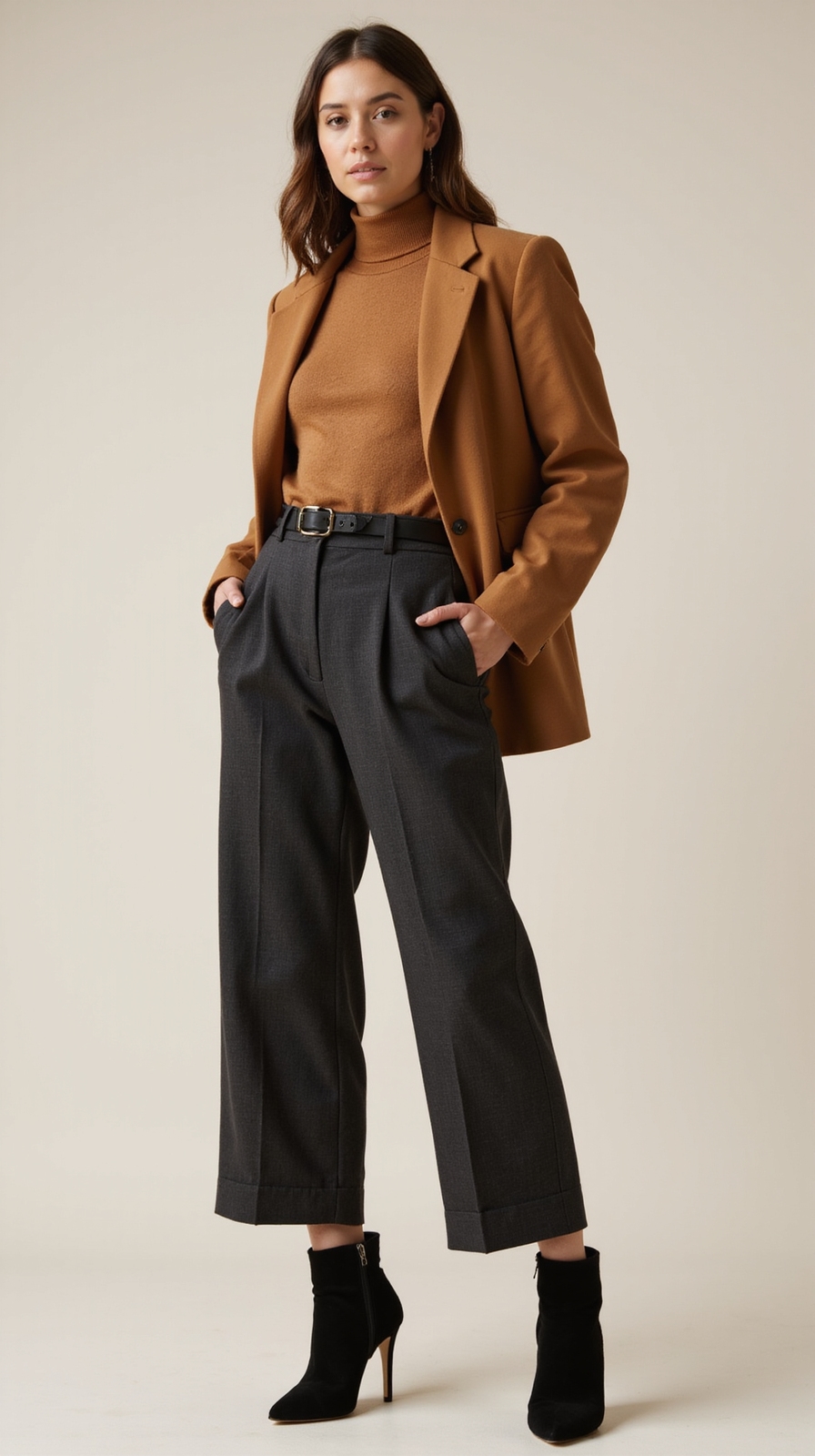high rise straight leg polished pants