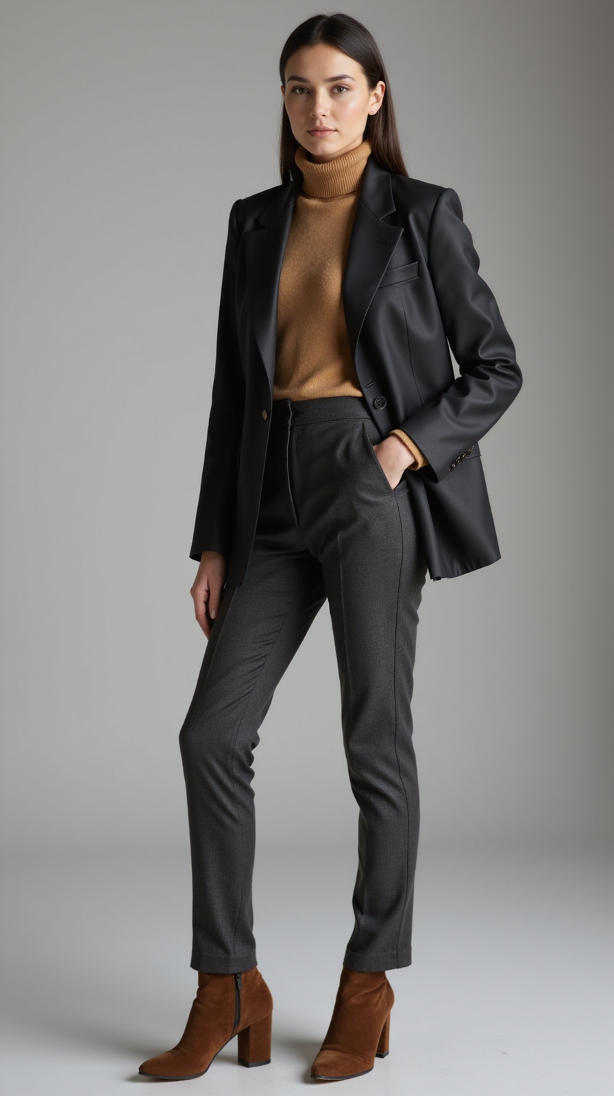 high waist tailored wool trousers
