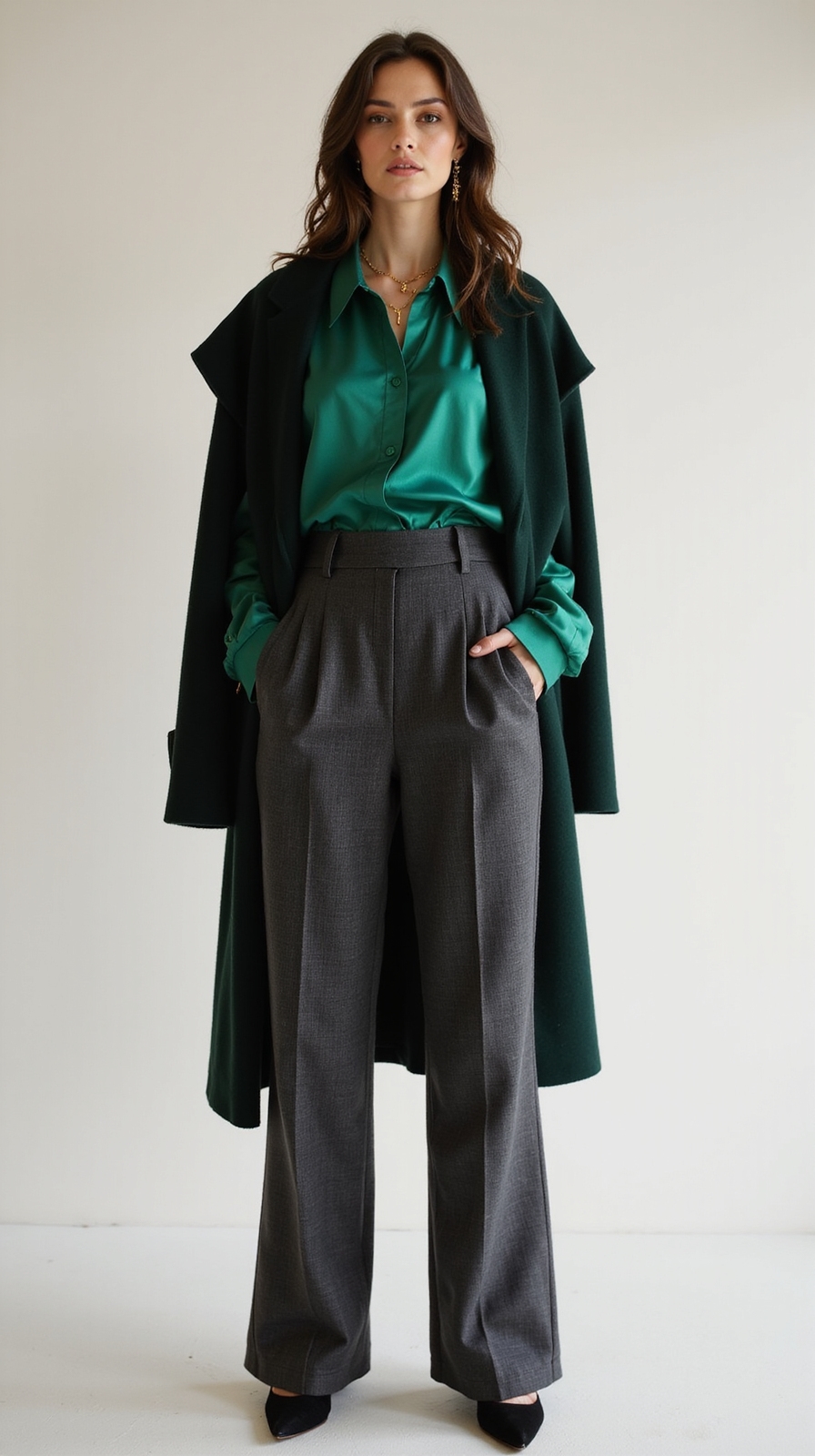 high waisted wide leg silk