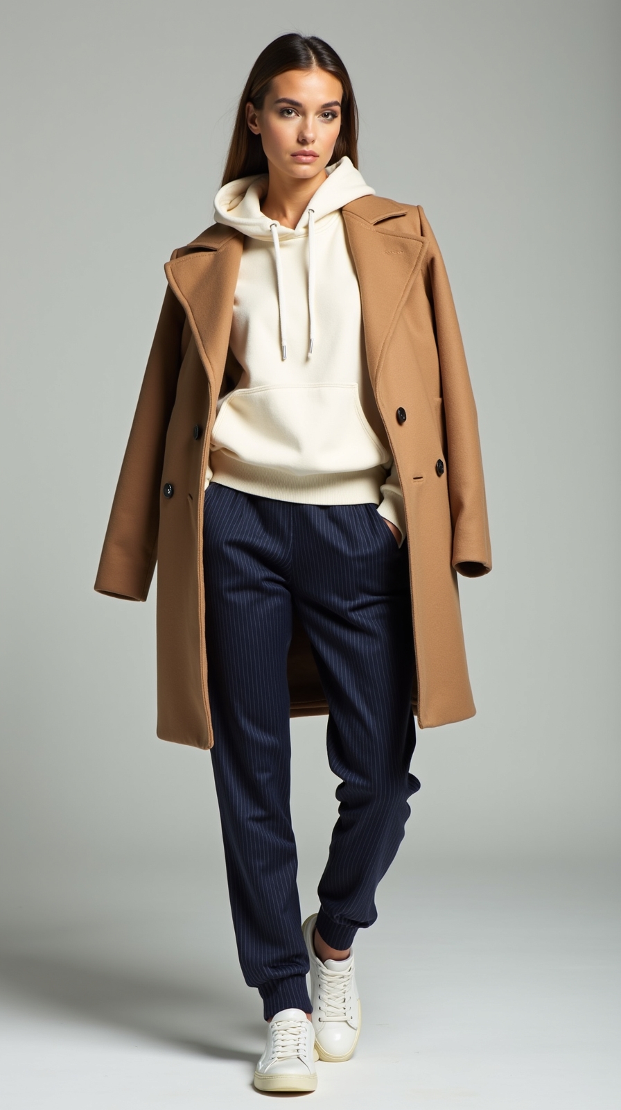 hoodie layered with blazer