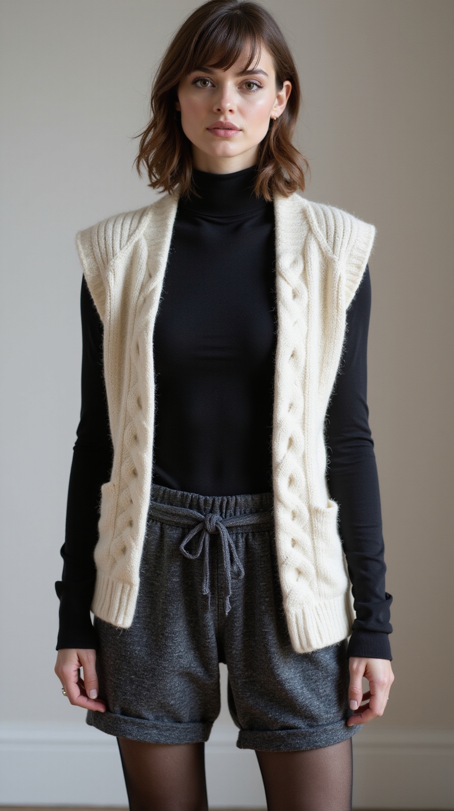 layered cable knit silhouette