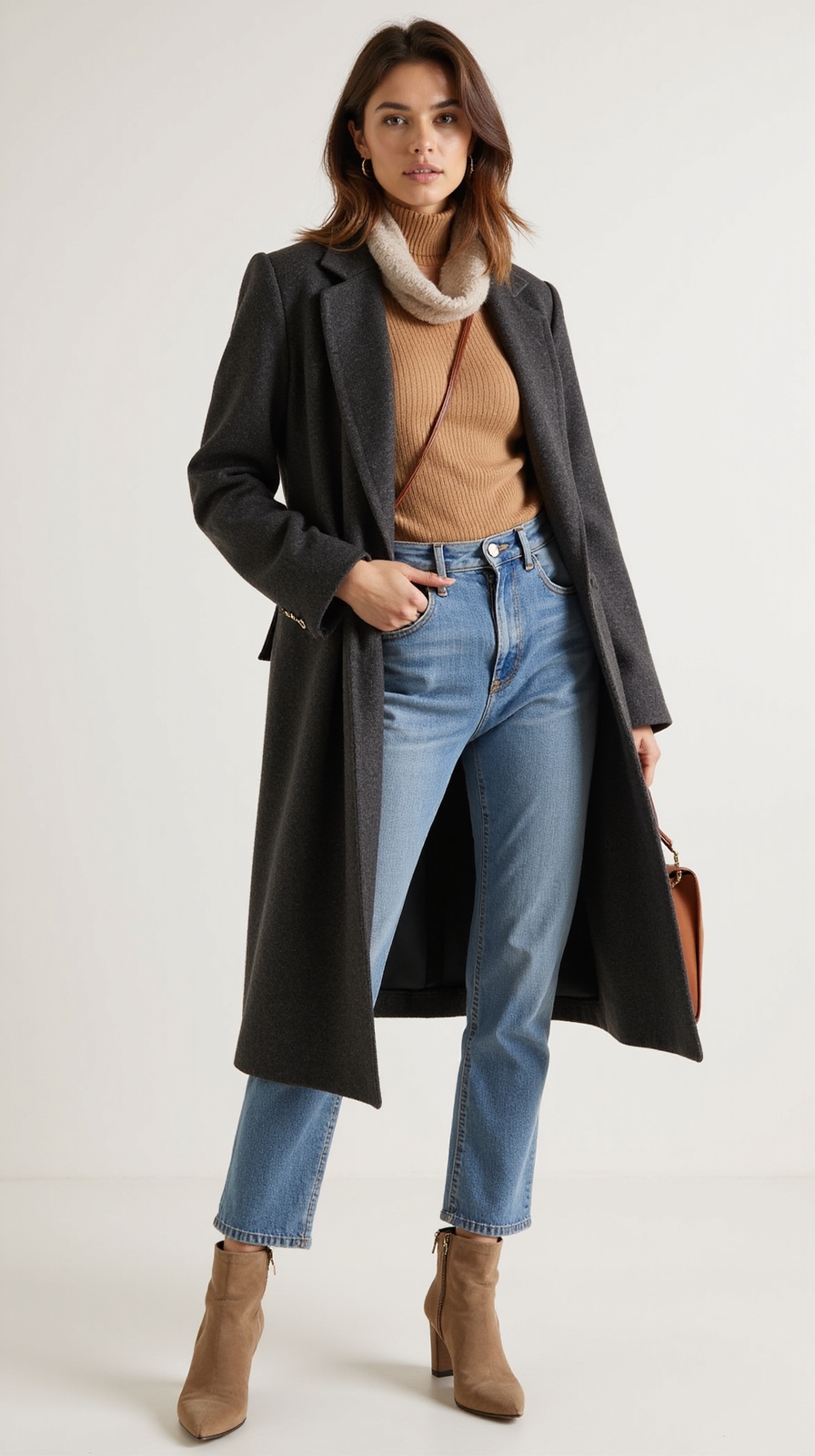 layered neutral transitional winter look