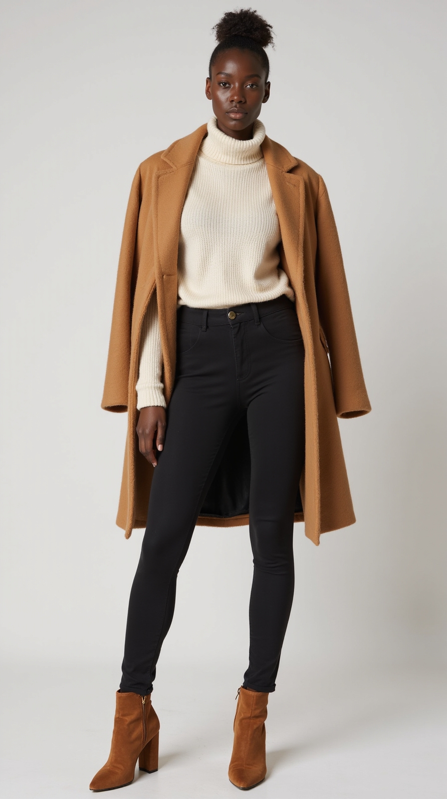 layered neutrals with sculpted sneakers