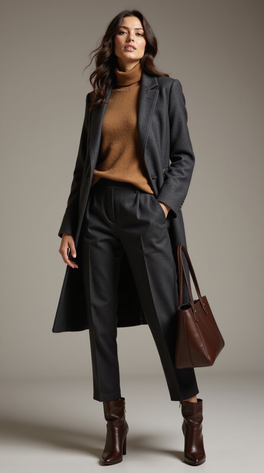 layered tailored cold commute attire